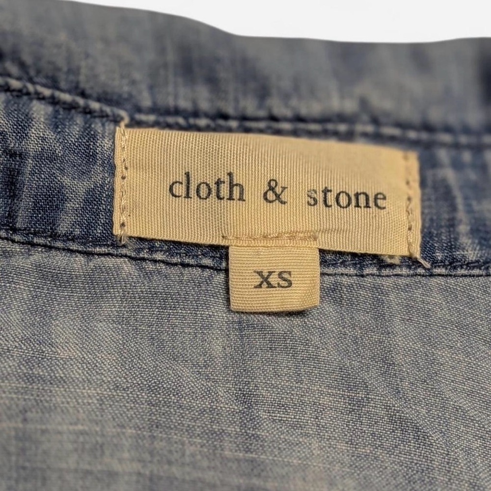 Anthropologie Cloth & Stone Light Blue Chambray Button Down Shirt XS - Picture 6 of 6